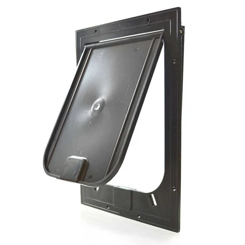Bronze pet door — open flap